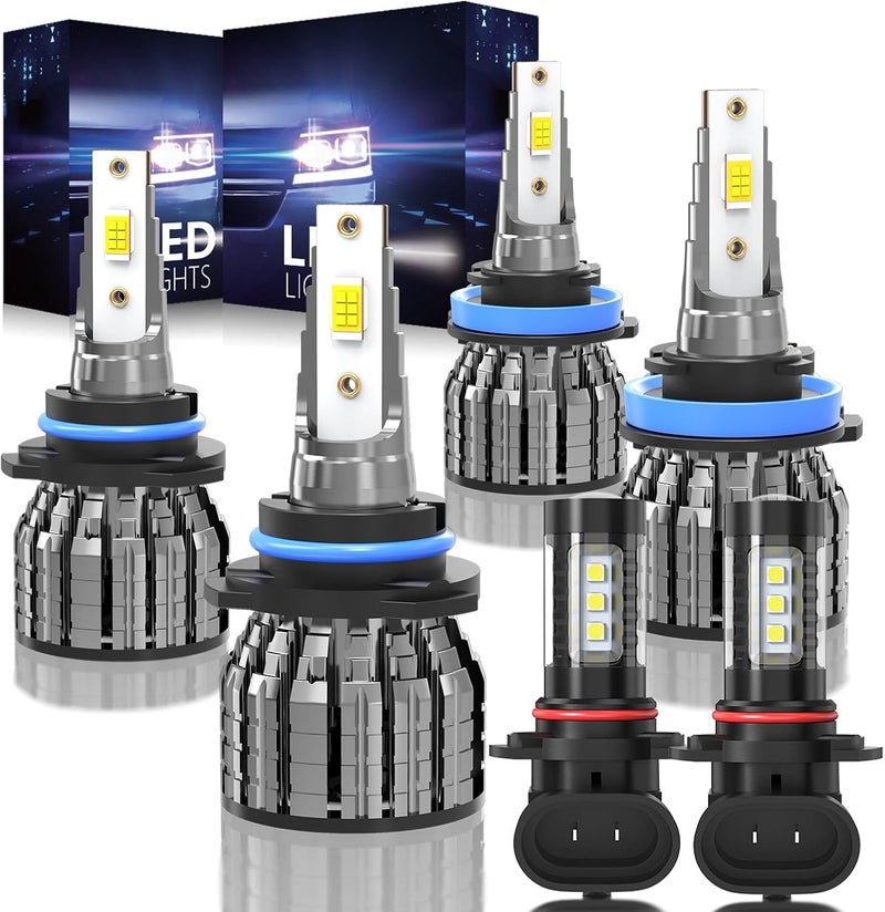 ROADLIT Light Bulbs for (Year:2007-2013) Toyota Tundra, High Low Beam Fog Lights Set, 500% Bright 6500K Cool White - 6 Pack - Image 1